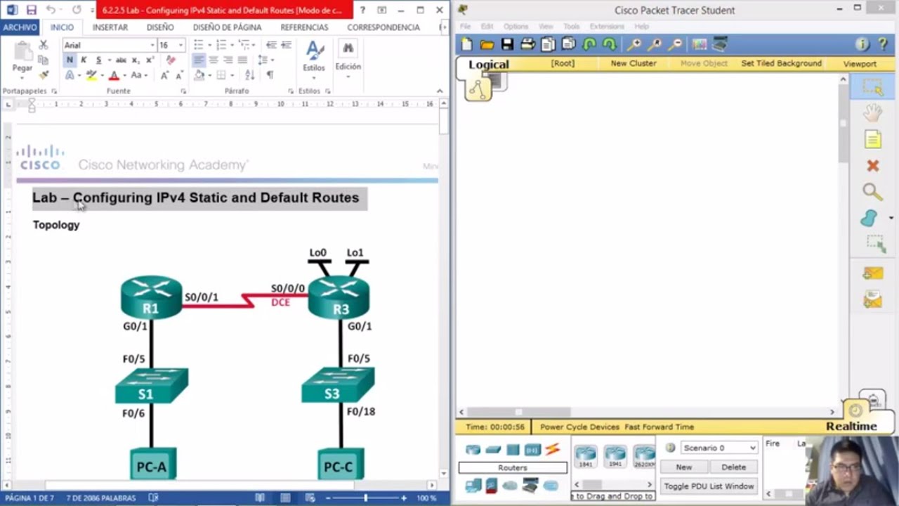 6.2.2.5 Lab - Configuring IPv4 Static and Default Routes.docx