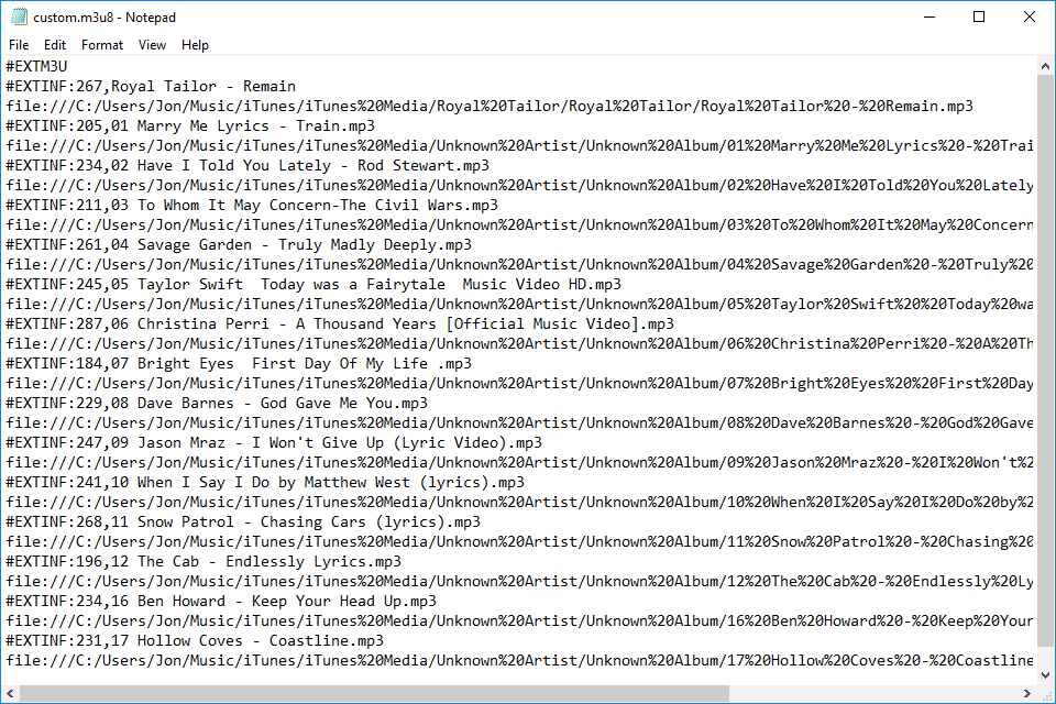 Playlist m3u.txt