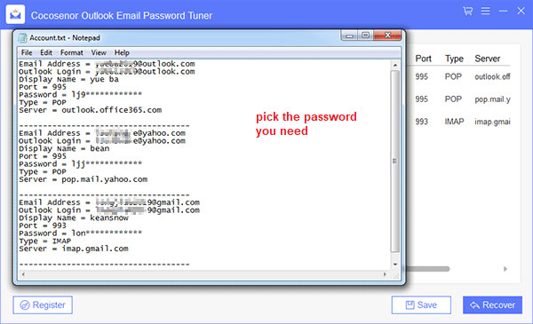 email password.txt